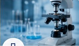 Laboratory microscope and glassware representing medical device quality management